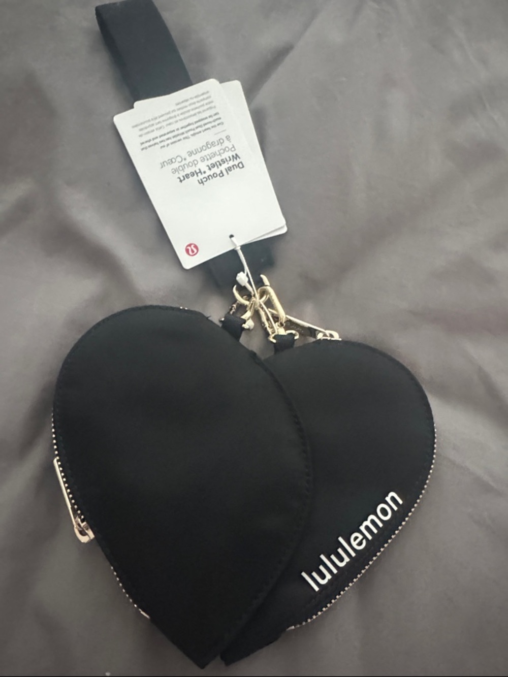 Lululemon Heart Coin Pouch Keychain - Black